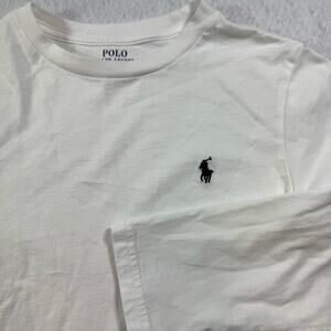 Polo Ralph Lauren White Long Sleeve Blue Pony Size Small ( 8 ) with Flaw